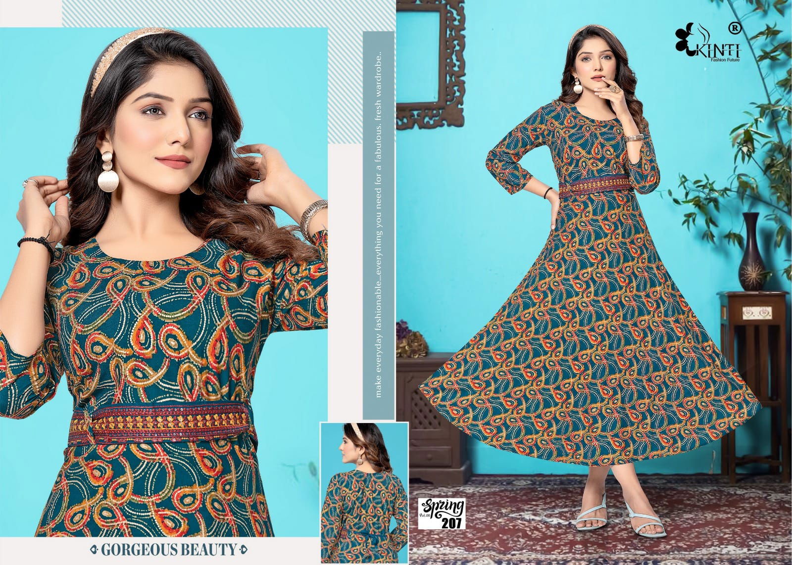 Spring Vo 8 By Kinti Long Designer Kurtis Catalog
